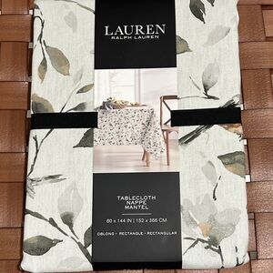 Ralph Lauren BIRDS & FLORAL 60 x 144"  Tablecloth Rust Gray Fall Colors Cotton
